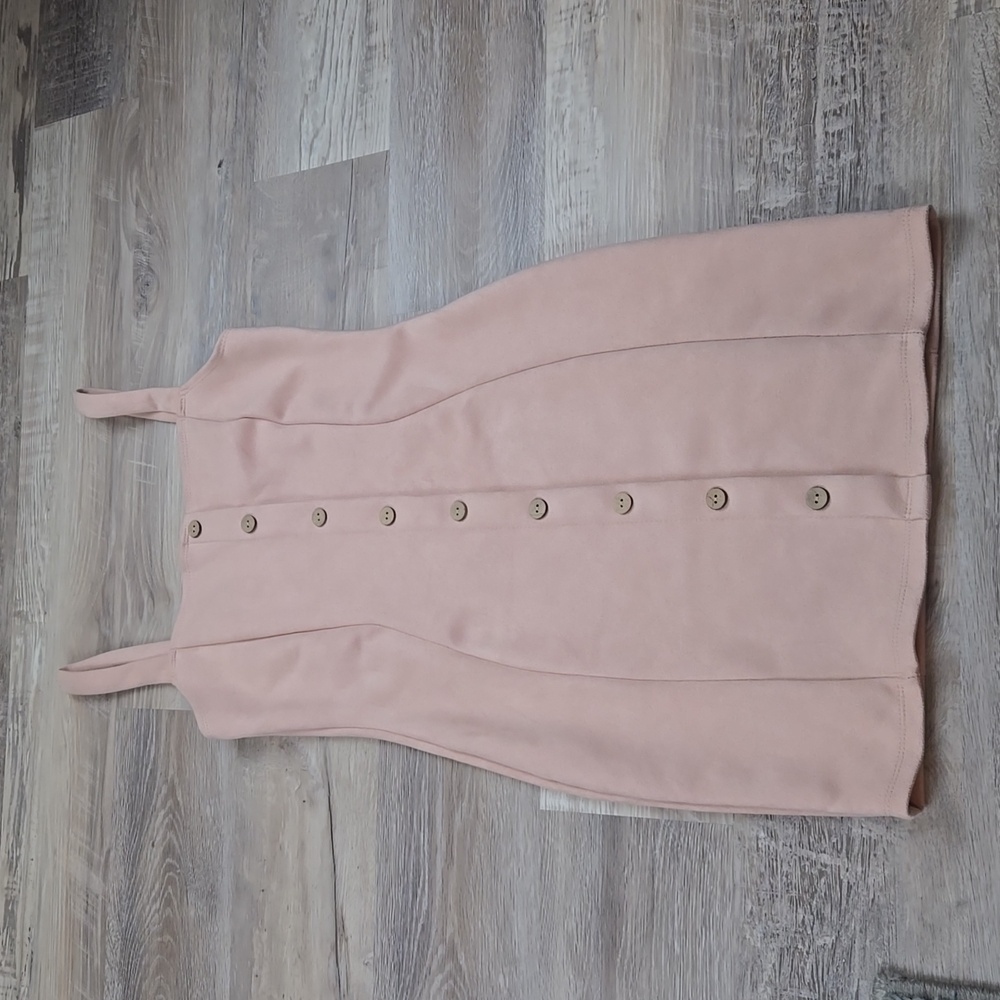Iris S dress jumper ballet pink tan faux button down faux suede